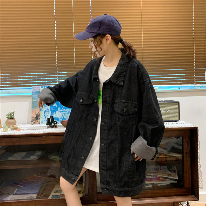 Damen Oversized Denimjacke Weiches Innenfutter