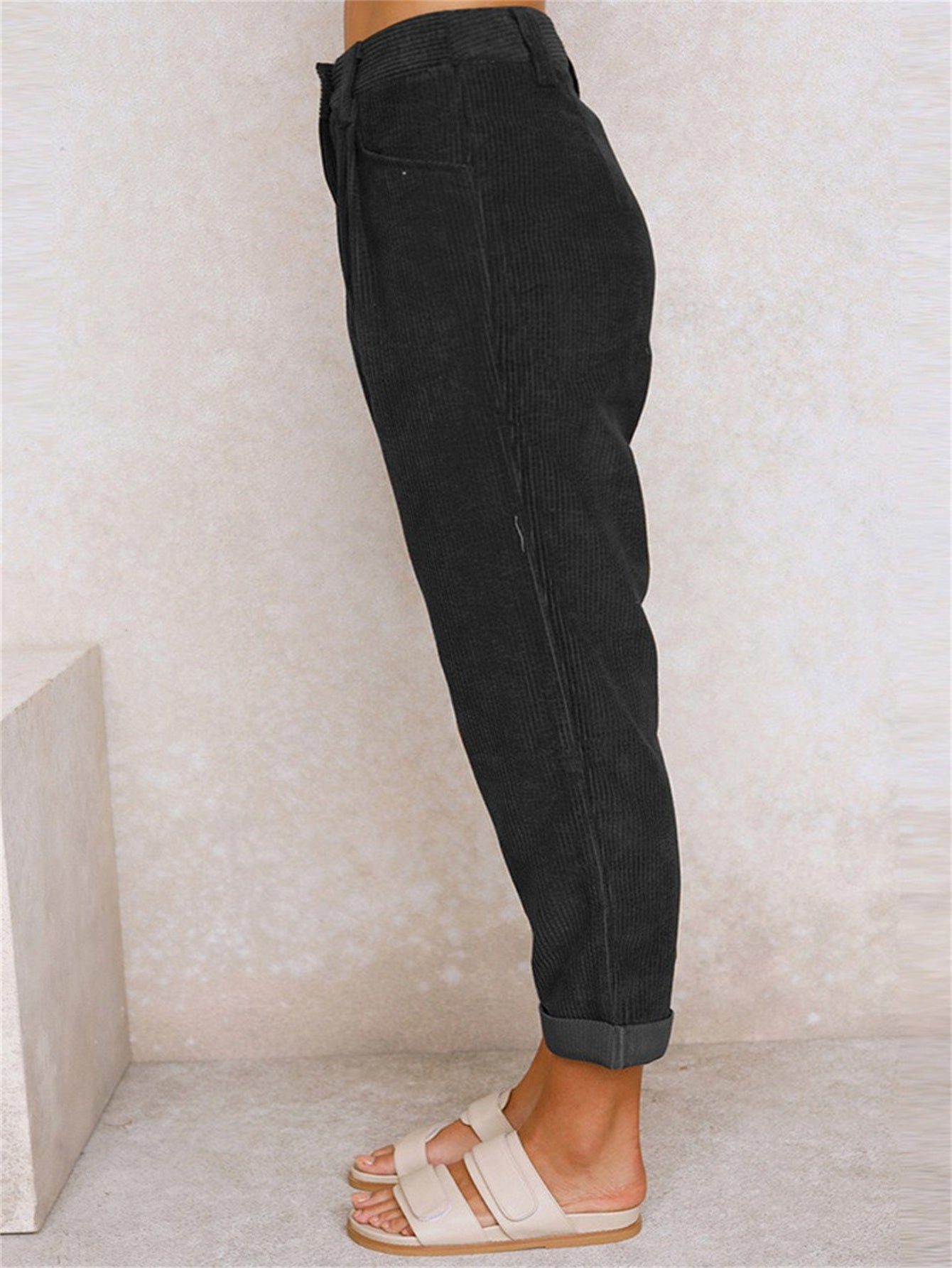 Damen Stoffhose Gerades Bein Elegant Schwarz - Norvielle
