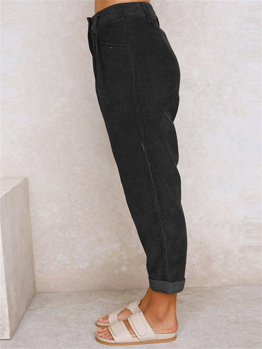 Damen Stoffhose Gerades Bein Elegant Schwarz - Norvielle