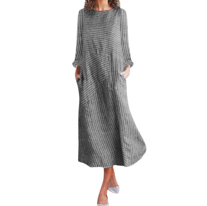 Damen Maxikleid Asymmetrisch Mit Taschen Norvielle