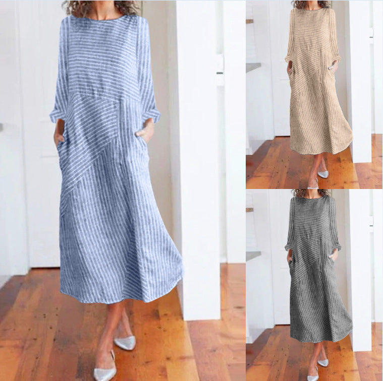 Damen Maxikleid Asymmetrisch Mit Taschen Norvielle - Norvielle