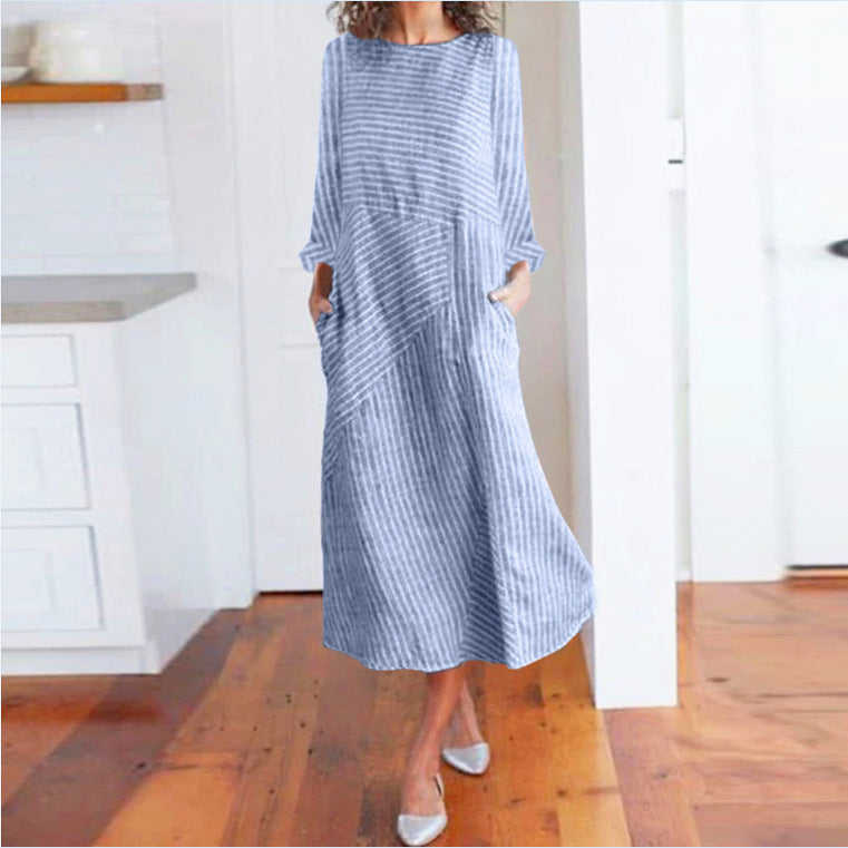 Damen Maxikleid Asymmetrisch Mit Taschen Norvielle