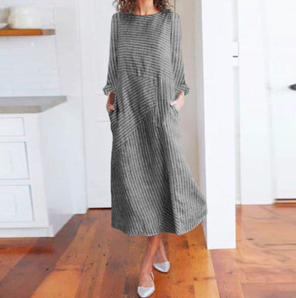 Damen Maxikleid Asymmetrisch Mit Taschen Norvielle