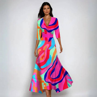 Damen Maxikleid Blumenmuster Elegant Lang