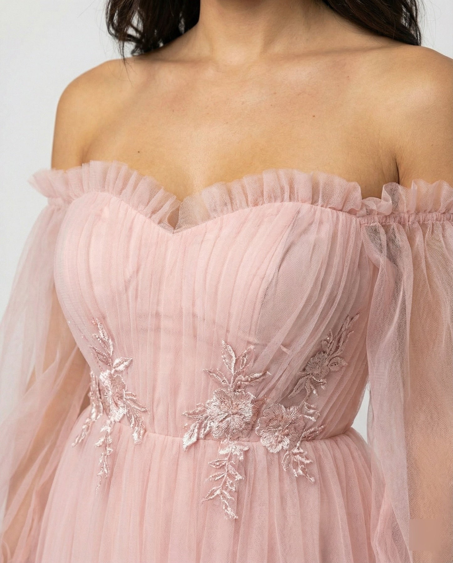 Elegantes Abendkleid Damen Off-Shoulder Einfarbig Patchwork