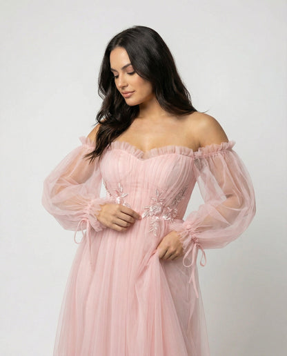 Elegantes Abendkleid Damen Off-Shoulder Einfarbig Patchwork