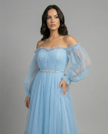 Elegantes Abendkleid Damen Off-Shoulder Einfarbig Patchwork