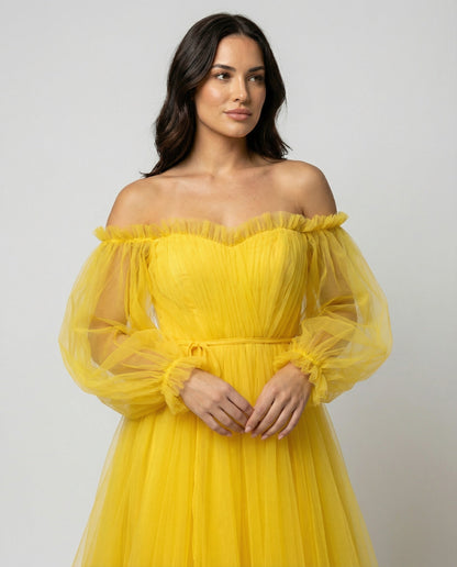 Elegantes Abendkleid Damen Off-Shoulder Einfarbig Patchwork