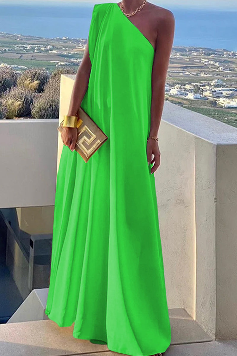 Elegantes Abendkleid Asymmetrischer Schräger Kragen