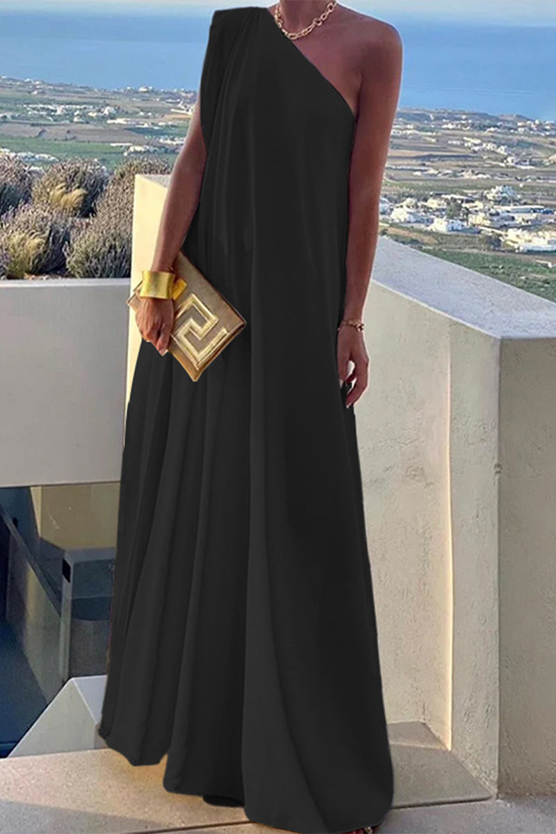 Elegantes Abendkleid Asymmetrischer Schräger Kragen