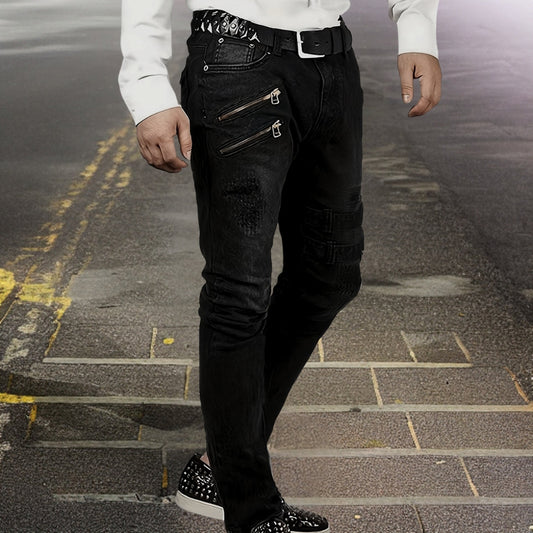 Norvielle Herren Motorradhosen Leder Schwarz - Norvielle