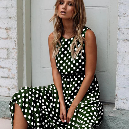Damen Sommerkleid Pünktchen Elegantes Kleid