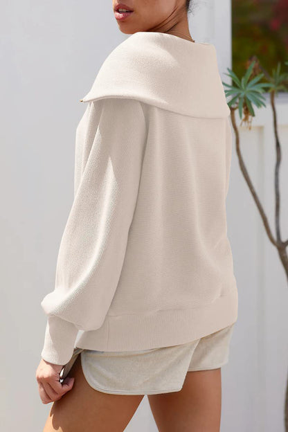 Damen Pullover Umlegekragen Halbzipper Elegantes Design - Norvielle
