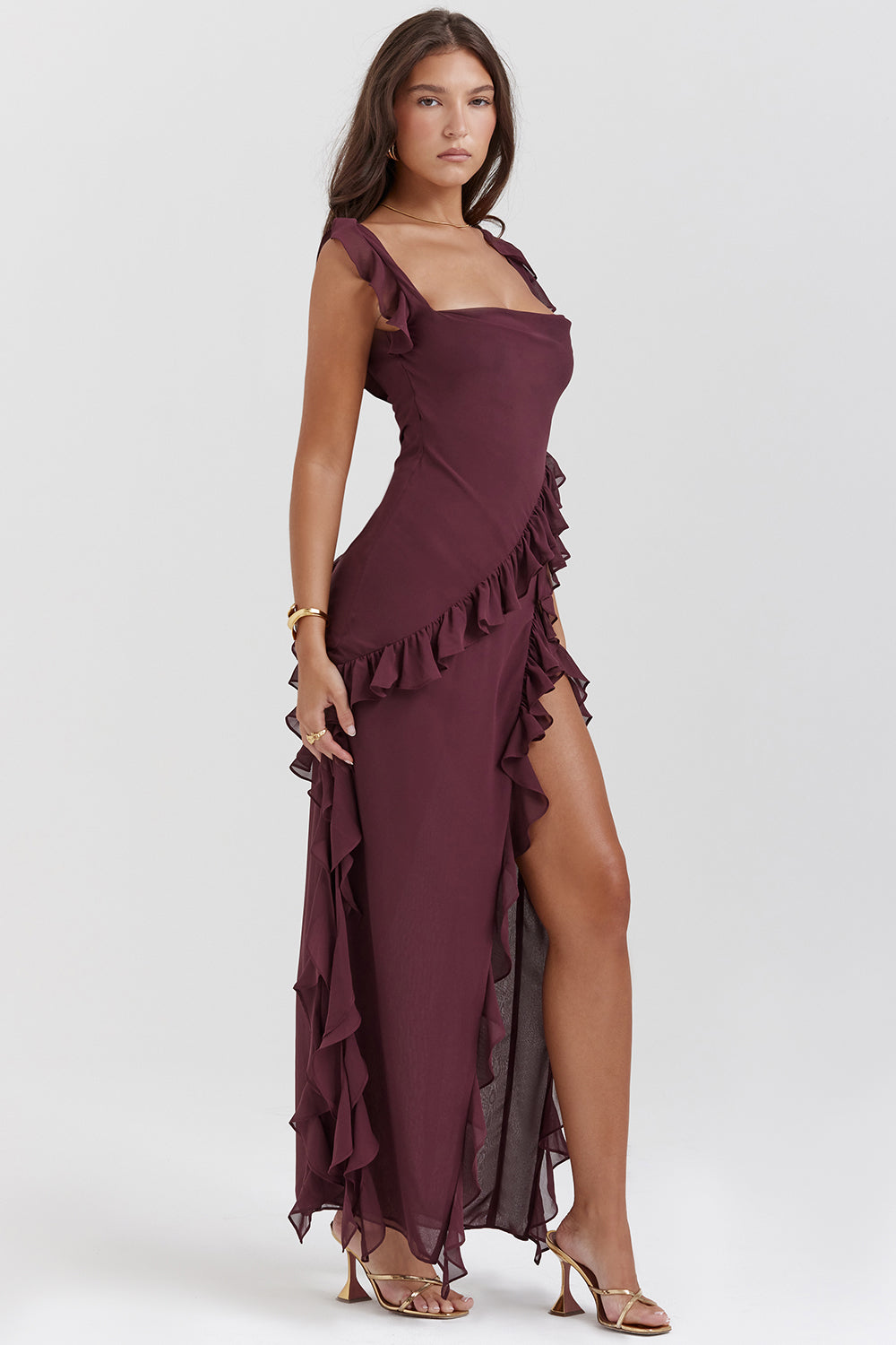 Noémie Damenkleid Volant Ausschnitt