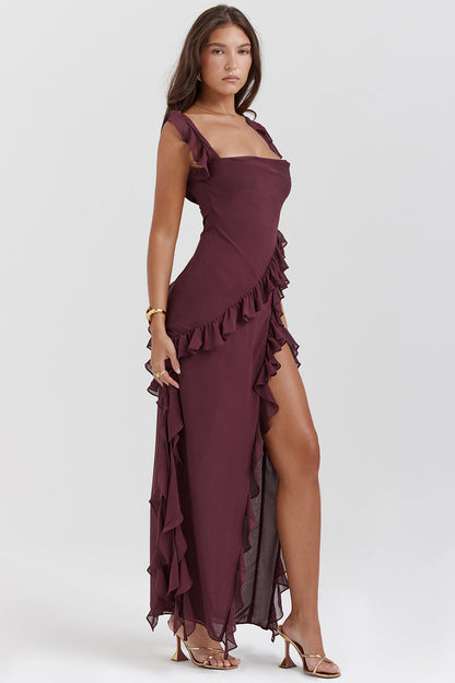 Noémie Damenkleid Volant Ausschnitt