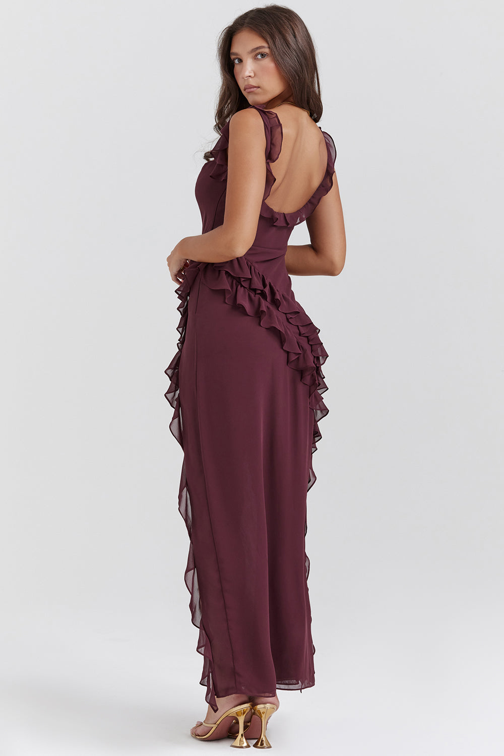 Noémie Damenkleid Volant Ausschnitt