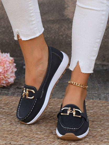 Damen Loafers mit Zierschnalle Leder
