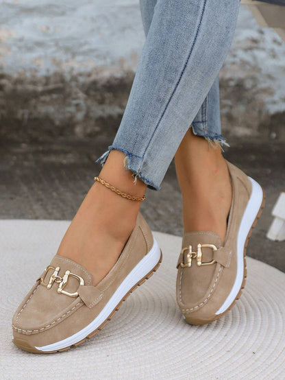 Damen Loafers mit Zierschnalle Leder