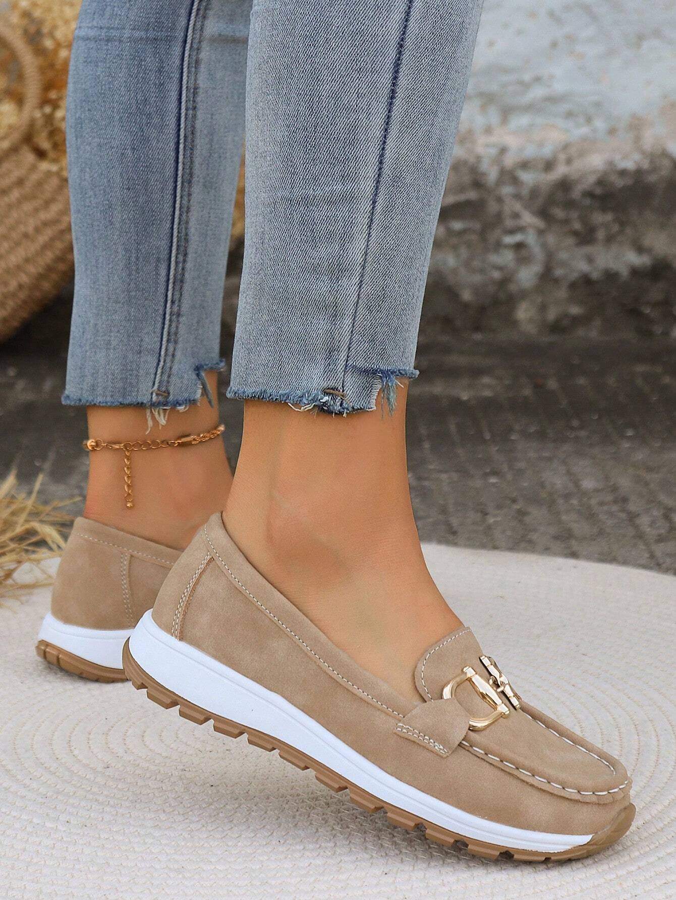 Damen Loafers mit Zierschnalle Leder