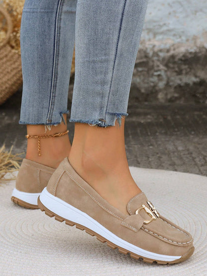 Damen Loafers mit Zierschnalle Leder