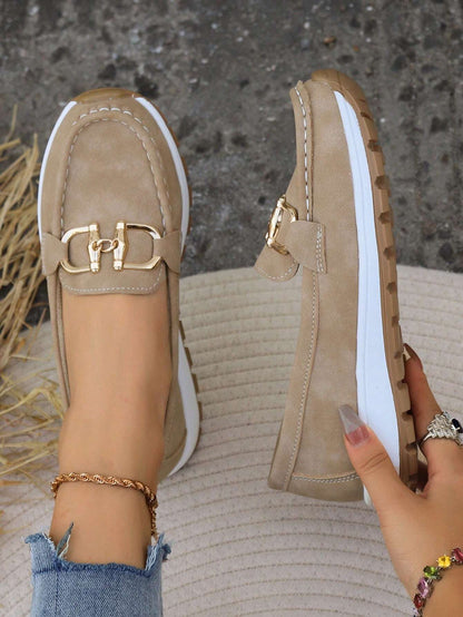 Damen Loafers mit Zierschnalle Leder