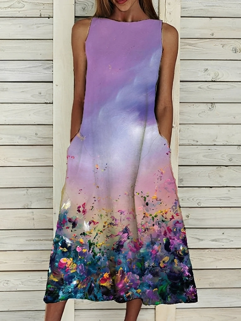 Damenkleid Blumenmuster Sommerkleid Grün