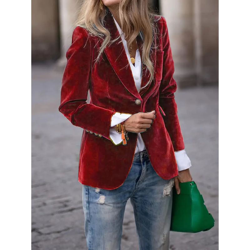 Norvielle Damen Blazer Samtvelour Casual