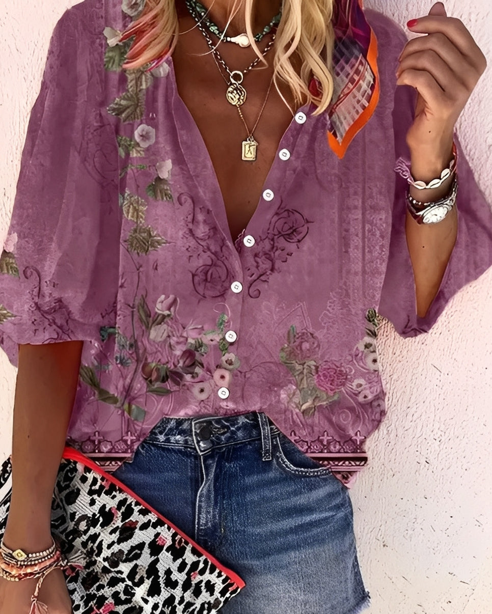 Damen Bluse mit Print Lockere Passform