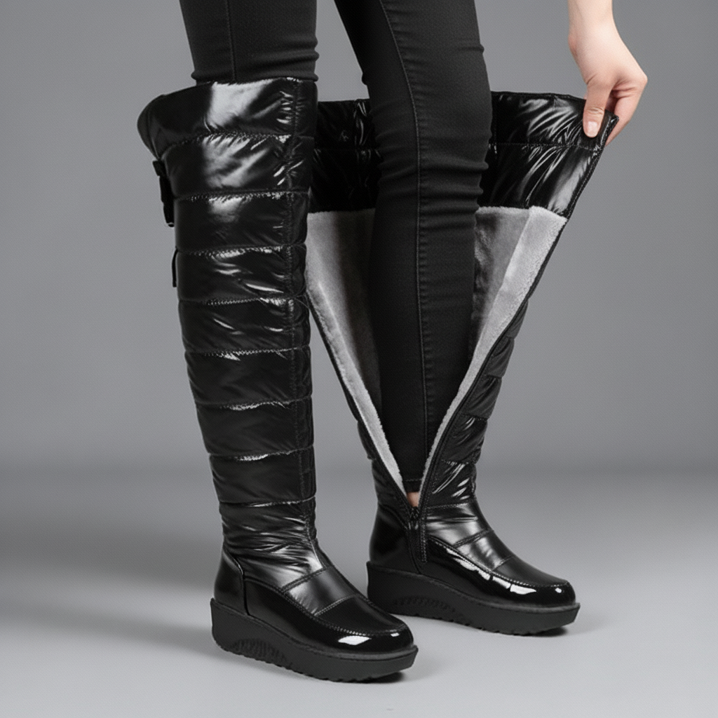 Damen Overknee Stiefel Narella Warm Gefüttert