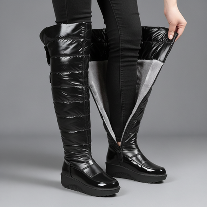 Damen Overknee Stiefel Narella Warm Gefüttert