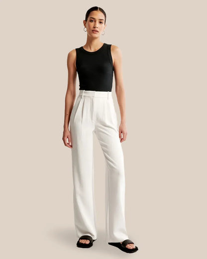 Damen Pantalon Weite Beine Hohe Taille
