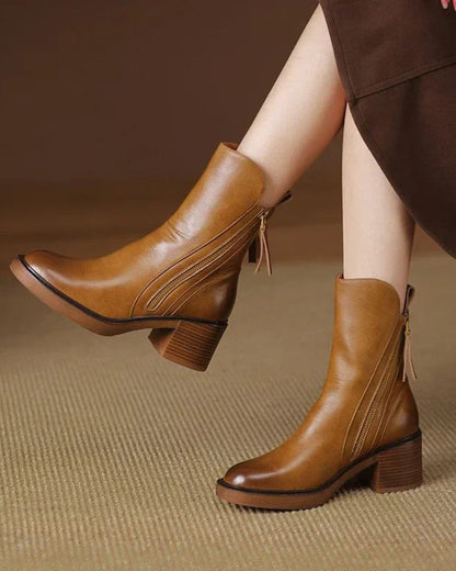 e Lederstiefel Damen Elegante Absatzschuhe