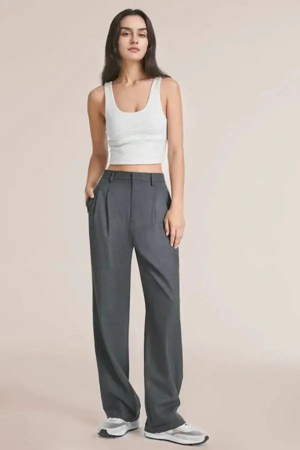 Elegante Damen High-Waist-Hose Wide-Leg Zeitloser Schnitt - Norvielle