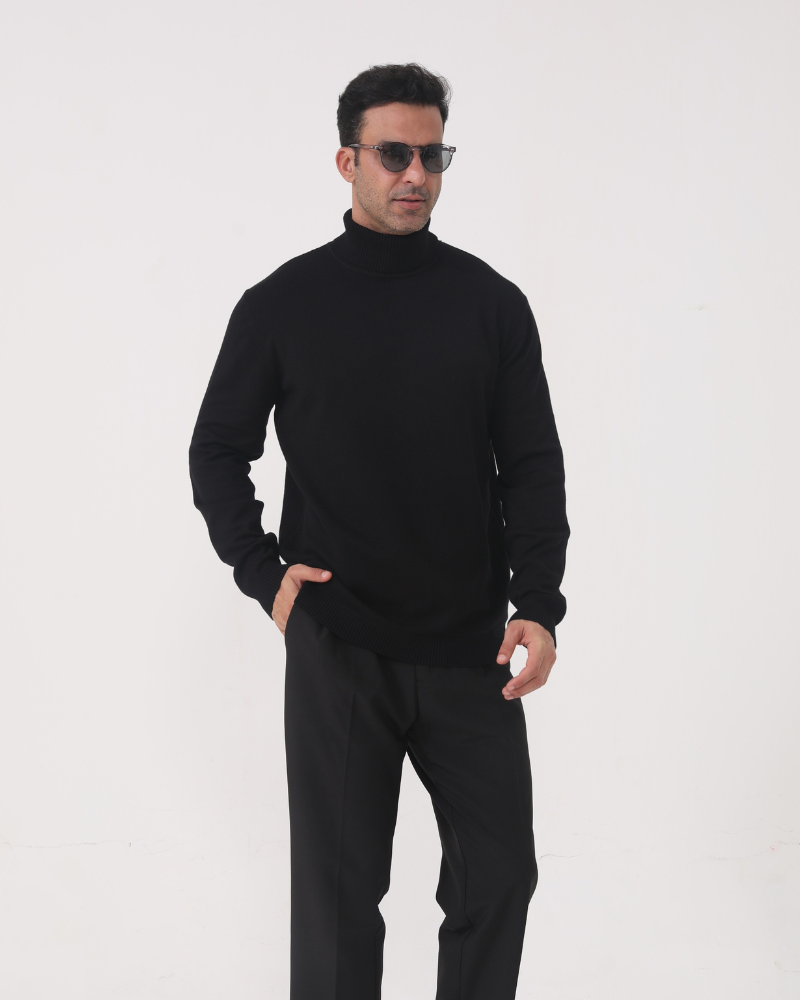 Herren Rollkragen Strickpullover Slim Fit Grau