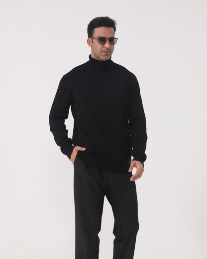 Herren Rollkragen Strickpullover Slim Fit Grau