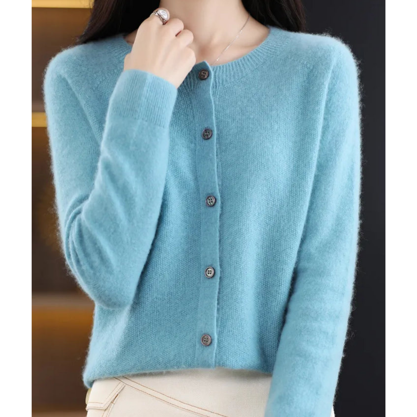 Damen Strickjacke Klassische Knopfleiste