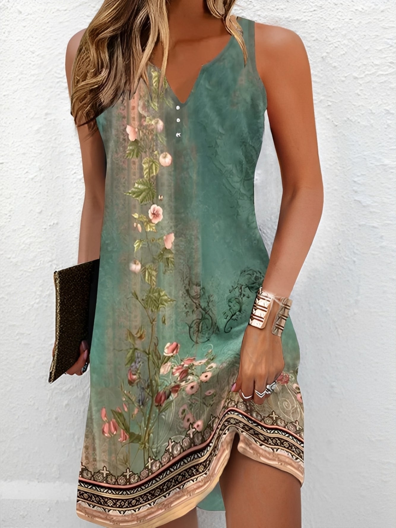 Isobelle Damen Ärmelloses Bedrucktes Sommerkleid