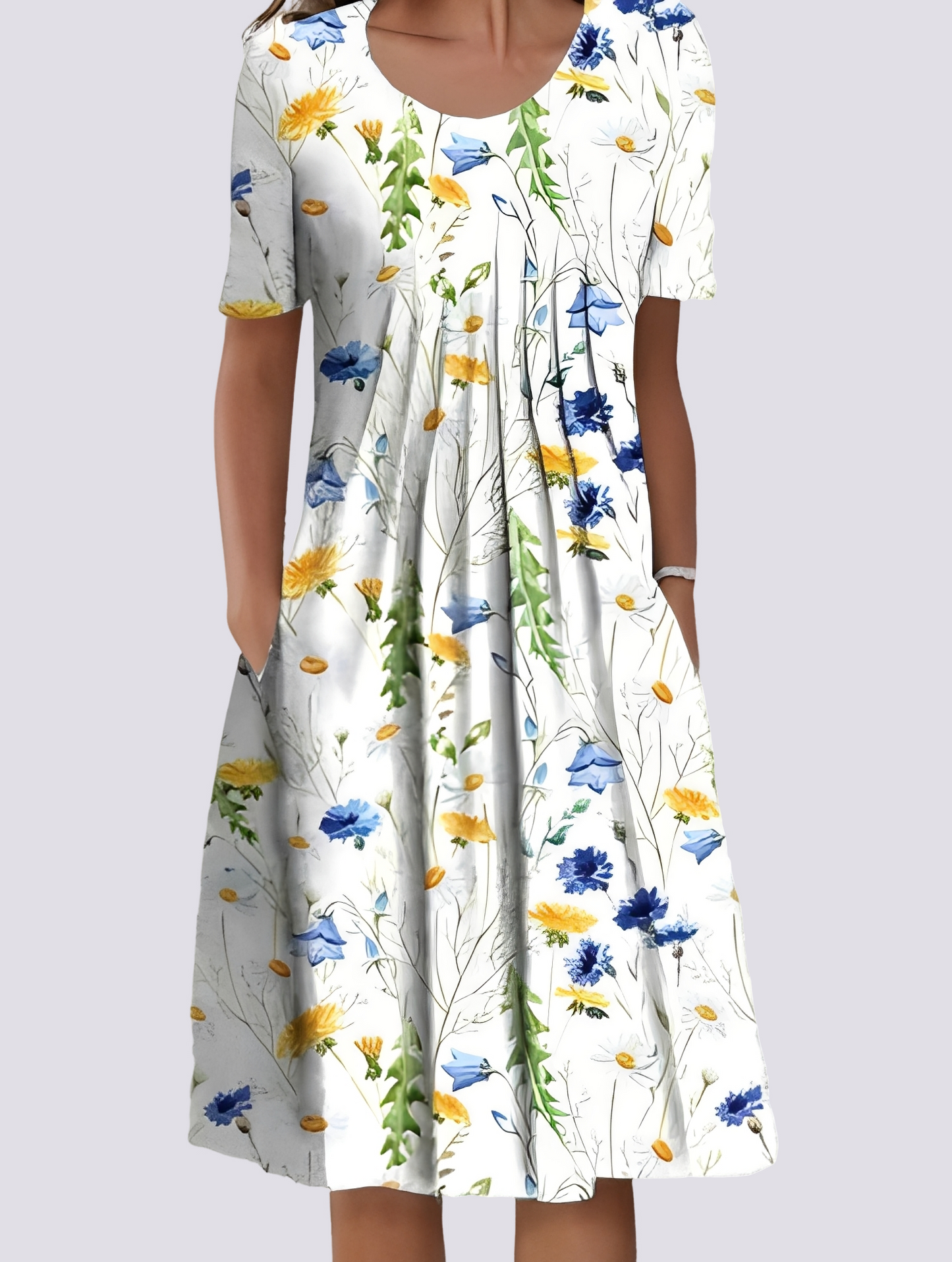 Damen Lockeres Blumenmuster-Kleid