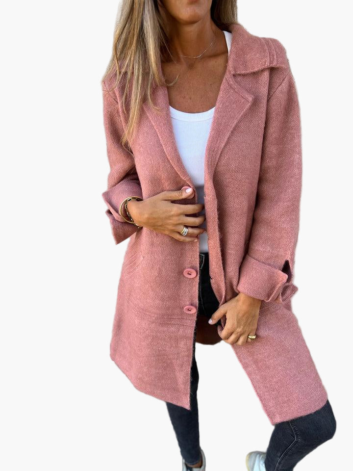 Damen Mantel Relaxed Fit Button Front