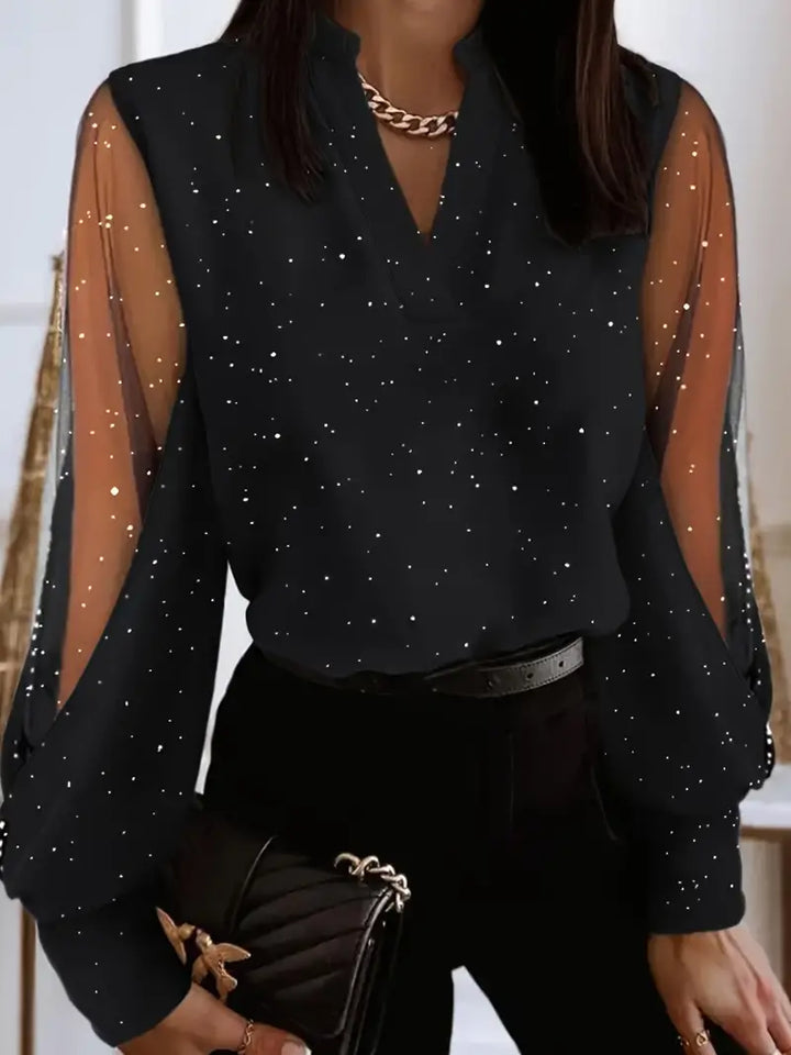 Norvielle Damen Bluse Fallender Ausschnitt Elegantes Design