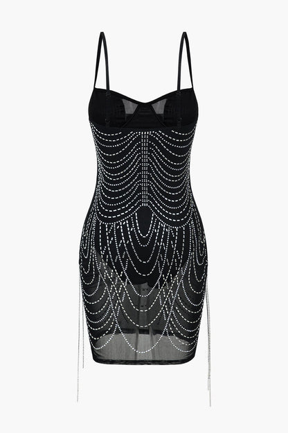 Strassverziertes Damen Minikleid Glitzernd