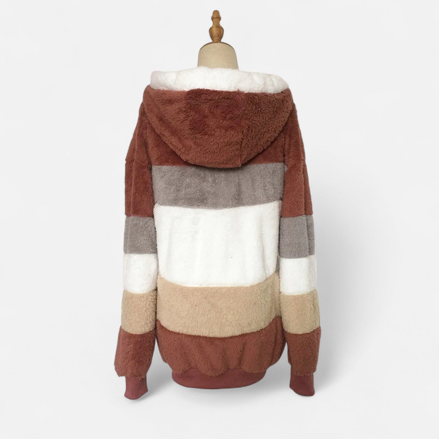 Triswina Damen Oversized Jacke mit Kapuze Gestreift