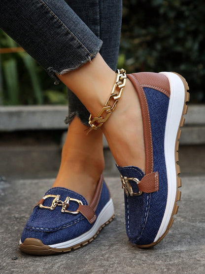 Damen Loafers mit Zierschnalle Leder