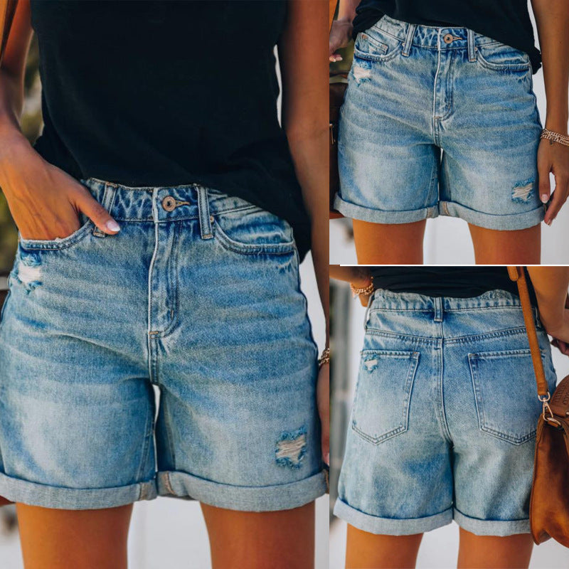 Damen Vintage Denim Shorts Hochgeschnitten