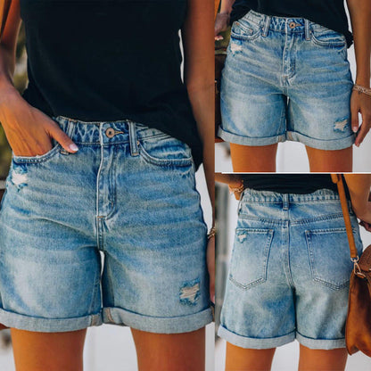 Damen Vintage Denim Shorts Hochgeschnitten