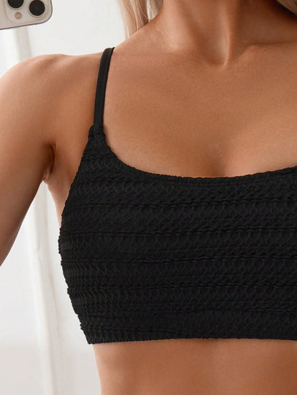 Damen Bikini Set Einfarbig Texturiert Strand Sommer