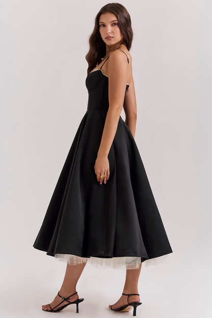 Damen Abendkleid Midi Herzförmiger Ausschnitt