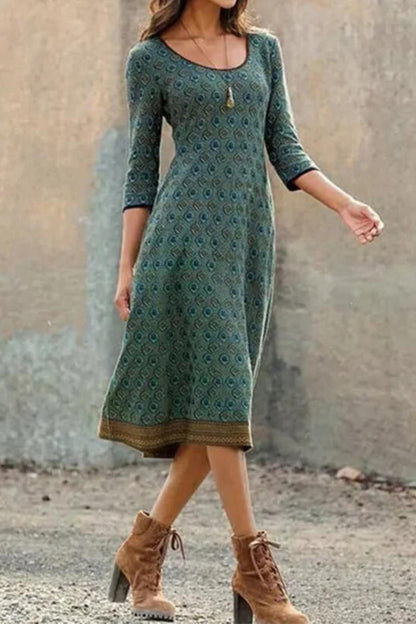 Norvielle Damen Midi Kleid Boho Chic