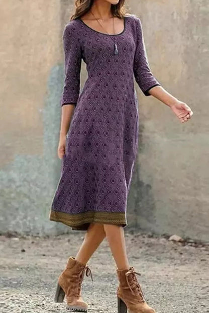 Norvielle Damen Midi Kleid Boho Chic