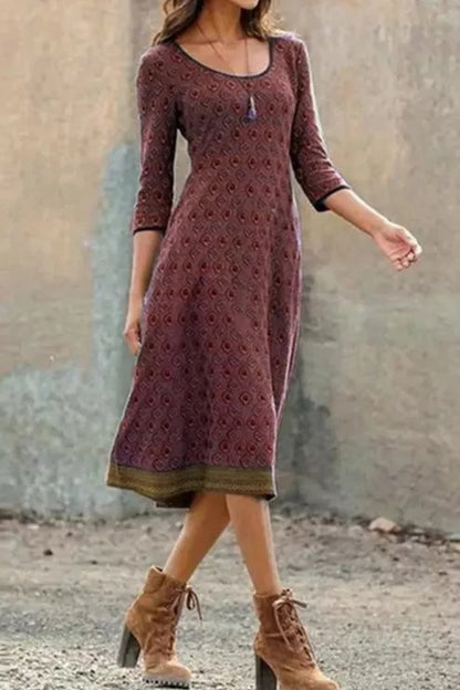 Norvielle Damen Midi Kleid Boho Chic